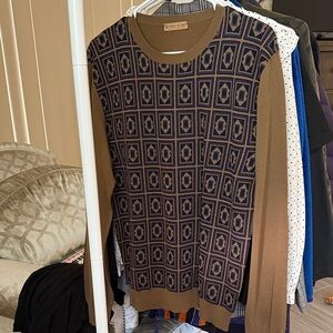 ETRO Brown and Black Geometric Crewneck Sweater